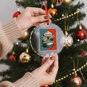 Resist Frog Meme Crystal Glass Ornament Portland Vintage Aesthetic Gift - Print Your Wear