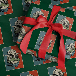 Resist Frog Meme Wrapping Paper Roll Portland Vintage Aesthetic Gift TS12 Green Print Your Wear