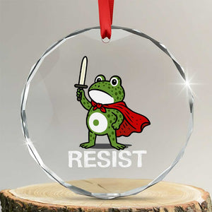 Resist Frog With Sword Crystal Glass Ornament No Kings Portland Protest TS10 Transparent Glass 3'' Circle Print Your Wear