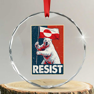 Resist Greenland Polar Bear Holding Flag Art Crystal Glass Ornament Resistance Political TS11 Transparent Glass 3'' Circle Print Your Wear