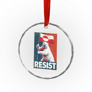 Resist Greenland Polar Bear Holding Flag Art Crystal Glass Ornament Resistance Political TS11 Print Your Wear
