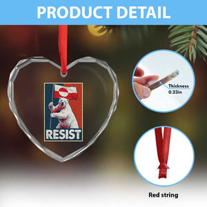 Resist Greenland Polar Bear Holding Flag Art Heart Crystal Glass Ornament Resistance Political TS11 Print Your Wear