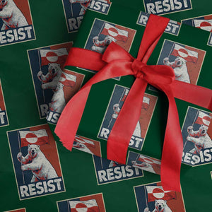 Resist Greenland Polar Bear Holding Flag Art Wrapping Paper Roll Resistance Political TS11 Green Print Your Wear
