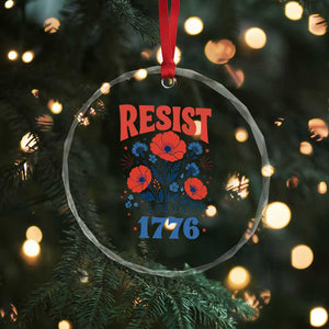 Resist Like Its 1776 Folk Art Floral Botanical Graphic Crystal Glass Ornament Patriotic Statement Political Satire TS02 Print Your Wear