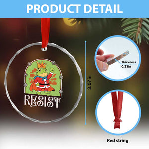Resist Portland Frog Protest Crystal Glass Ornament Funny No Kings Christmas Gift TS12 Print Your Wear