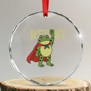 Resist Super Frog Crystal Glass Ornament Free Portland Political Satire Retro Graphic TS02 Transparent Glass 3'' Circle Print Your Wear