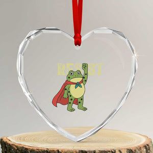 Resist Super Frog Heart Crystal Glass Ornament Free Portland Political Satire Retro Graphic TS02 Transparent Glass 3'' Heart Print Your Wear