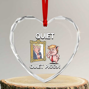 Resistance Movement Quiet Quiet Piggy Heart Crystal Glass Ornament Funny Pig Political - Print Your Wear