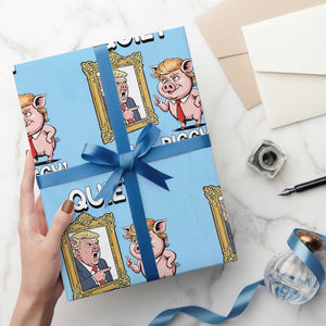Resistance Movement Quiet Quiet Piggy Wrapping Paper Roll Funny Pig Political TS12 Light Blue Print Your Wear