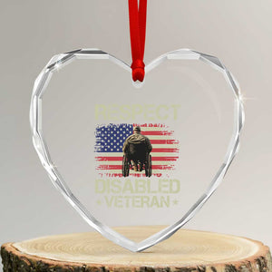 Respect Disabled Veteran Heart Crystal Glass Ornament Military Soldier Vintage American Flag TS11 Transparent Glass 3'' Heart Print Your Wear