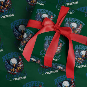 Respect Disabled Veteran Wrapping Paper Roll Military Soldier American Flag Bald Eagle TS11 Green Print Your Wear