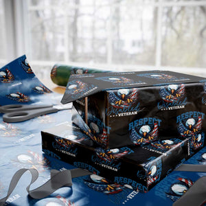 Respect Disabled Veteran Wrapping Paper Roll Military Soldier American Flag Bald Eagle TS11 Black Print Your Wear