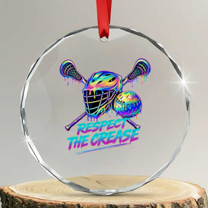 Respect The Crease Lacrosse Drip Crystal Glass Ornament Funny Lax Goalie TS11 Transparent Glass 3'' Circle Print Your Wear