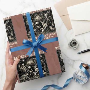 Respect The Forest My Best Friends Live Here Wrapping Paper Roll Cryptid Forest Lover TS12 Mocha Print Your Wear
