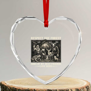 Respect The Forest My Best Friends Live Here Heart Crystal Glass Ornament Cryptid Forest Lover TS12 Transparent Glass 3'' Heart Print Your Wear