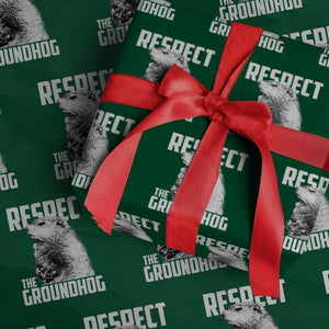 Respect The Groundhog Wrapping Paper Roll Funny Woodchuck Shadow Meteorlogy TS02 Green Print Your Wear
