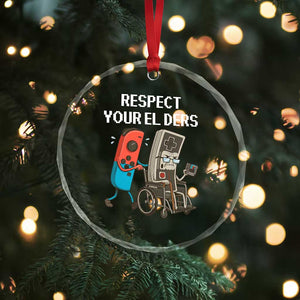Respect Your Elders Retro Gaming Meme Crystal Glass Ornament Funny Gamer Controller 80s TS02 Print Your Wear