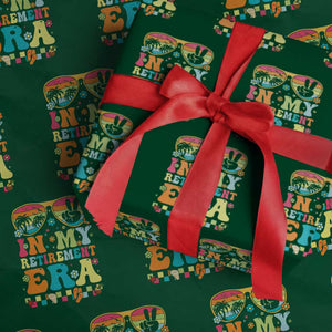 Retired Est 2025 Wrapping Paper Roll In My Retirement Era Groovy Summer Vibes TS10 Green Print Your Wear