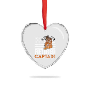 Retired Firefighter Captain Heart Crystal Glass Ornament Vintage Retirement Gifts Fireman American Flag TS10 Print Your Wear