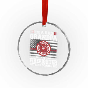Retired Firefighter Grandpa Crystal Glass Ornament Retro American Flag TS10 Print Your Wear