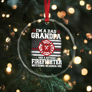 Retired Firefighter Grandpa Crystal Glass Ornament Retro American Flag TS10 Print Your Wear