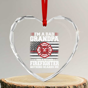 Retired Firefighter Grandpa Heart Crystal Glass Ornament Retro American Flag TS10 Transparent Glass 3'' Heart Print Your Wear