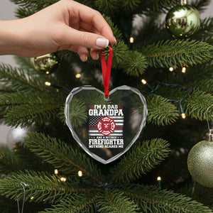 Retired Firefighter Grandpa Heart Crystal Glass Ornament Retro American Flag TS10 Print Your Wear