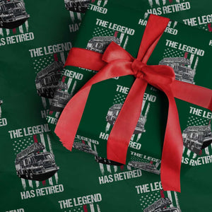 Retired Firefighter Wrapping Paper Roll American Flag Vintage Fireman Retirement Gifts TS10 Green Print Your Wear