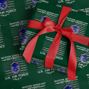 Retired Master Sergeant Of The Air Force Veteran Wrapping Paper Roll Vintage USA Flag Veterans TS10 Green Print Your Wear
