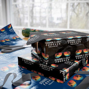 Retired Teacher 2025 Wrapping Paper Roll School's Out Forever Retirement Summer Vibes TS10 Black Print Your Wear