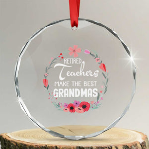 Retired Teacher Crystal Glass Ornament Floral For Grandmas Retirement TS10 Transparent Glass 3'' Circle Print Your Wear