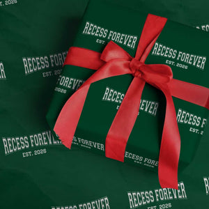 Retired Teacher Wrapping Paper Roll Retro Varsity Vintage Recess Forever Retirement 2026 TS10 Green Print Your Wear