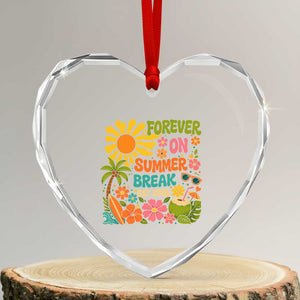Retired Teacher Gift Heart Crystal Glass Ornament Forever On Summer Break Retirement 2026 Vintage Flower Graphic TS10 Transparent Glass 3'' Heart Print Your Wear