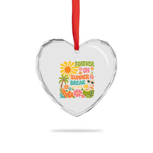 Retired Teacher Gift Heart Crystal Glass Ornament Forever On Summer Break Retirement 2026 Vintage Flower Graphic TS10 Print Your Wear