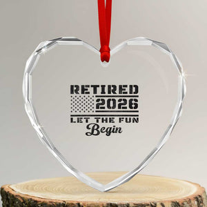 Retirement 2026 Heart Crystal Glass Ornament Cool Retired Gift American Flag TS10 Transparent Glass 3'' Heart Print Your Wear
