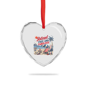 Retirement Gifts For Her Heart Crystal Glass Ornament Retro Retired Free And Fabulous Beach Summer Vacation Vintage
