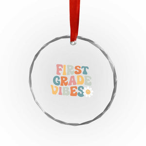 Retro 1st Day of School Crystal Glass Ornament First Grade Vibes 1st Grade Team