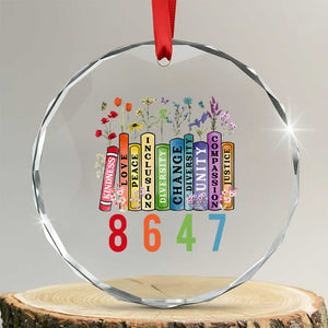 Retro 8647 Crystal Glass Ornament Equal Rights Book Flower Feminist Women Rights TS10 Transparent Glass 3'' Circle Print Your Wear