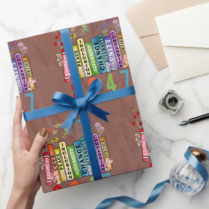 Retro 8647 Wrapping Paper Roll Equal Rights Book Flower Feminist Women Rights TS10 Mocha Print Your Wear