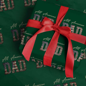 Retro All American Dad Wrapping Paper Roll 4th of July Father's Day TS14 Green Print Your Wear