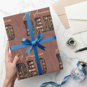 Retro All American Dad Wrapping Paper Roll 4th of July Father's Day TS14 Mocha Print Your Wear