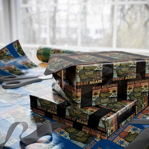 Retro Alligator Alcatraz Wrapping Paper Roll Funny Florida Everglades Dark Humor TS10 Black Print Your Wear