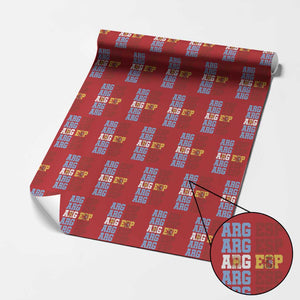 Retro ARG ESP Argentina Espana Flag Typography Graphic Wrapping Paper Roll Country Code Dual Argentine Spainish Heritage Pride