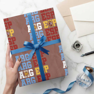 Retro ARG ESP Argentina Espana Flag Typography Graphic Wrapping Paper Roll Country Code Dual Argentine Spainish Heritage Pride