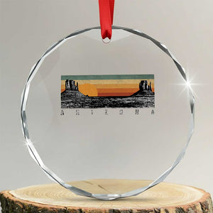 Retro Arizona Sunset Monument Valley Graphic Crystal Glass Ornament Panoramic Desert Red Rocks Landscape Souvenir
