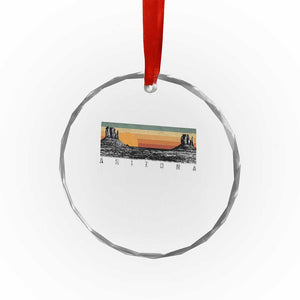 Retro Arizona Sunset Monument Valley Graphic Crystal Glass Ornament Panoramic Desert Red Rocks Landscape Souvenir