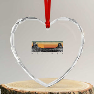 Retro Arizona Sunset Monument Valley Graphic Heart Crystal Glass Ornament Panoramic Desert Red Rocks Landscape Souvenir