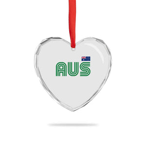 Retro Australia Heart Crystal Glass Ornament AUS Green Australian Flag Country Pride Graphic