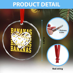 Retro Bananas Crystal Glass Ornament Vintage Baseball Heart Graphic Game Day Gifts TS10 Print Your Wear