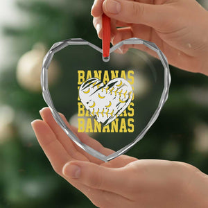 Retro Bananas Heart Crystal Glass Ornament Vintage Baseball Heart Graphic Game Day Gifts TS10 Print Your Wear
